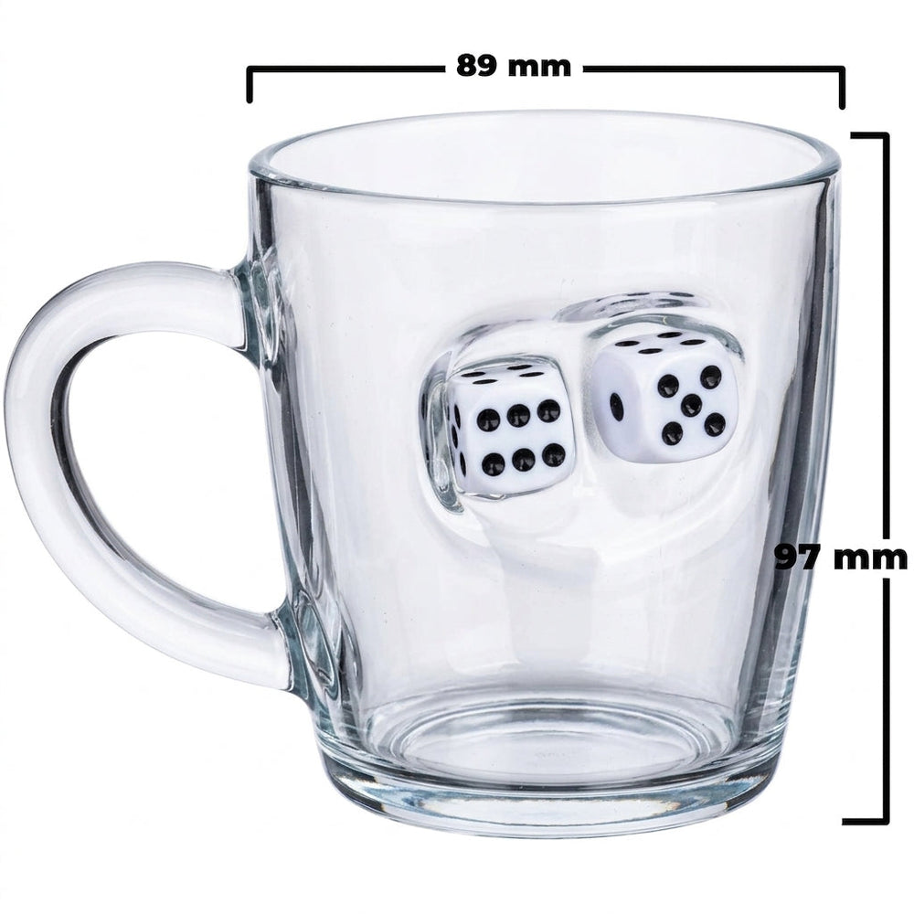 Backgammon-Glastasse mit Spielwürfel, 340 ml – Ansicht 3