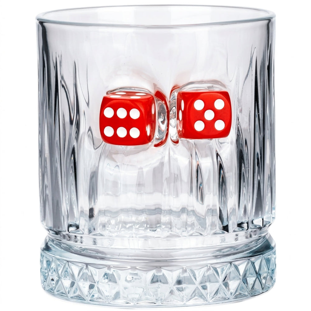Würfel-Whiskygläser 2er-Set mit rotem Spielwürfel, 355 ml – Ansicht 7