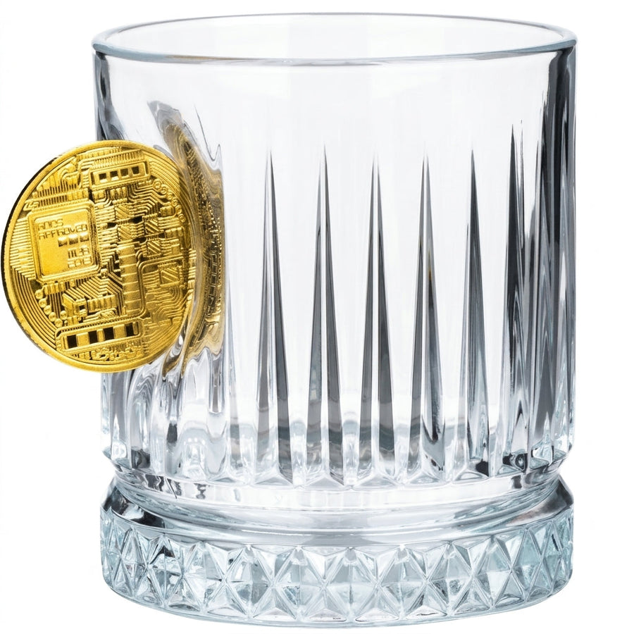 Bitcoin-Whiskygläser 2er-Set mit Bitcoin-Münze, 355 ml – Ansicht 4