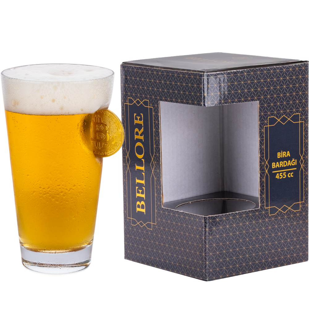 Bitcoin-Bierglas mit Bitcoin-Münze, 465 ml – Ansicht 4