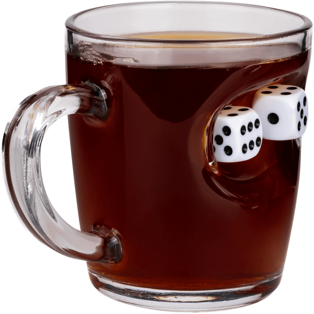 Backgammon-Glastasse mit Spielwürfel, 340 ml – Ansicht 4