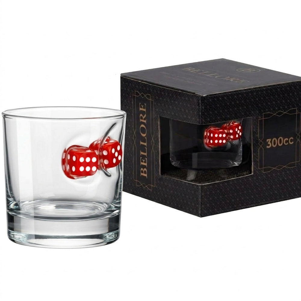 Würfel-Whiskyglas mit rotem Spielwürfel, 300 ml – Ansicht 3