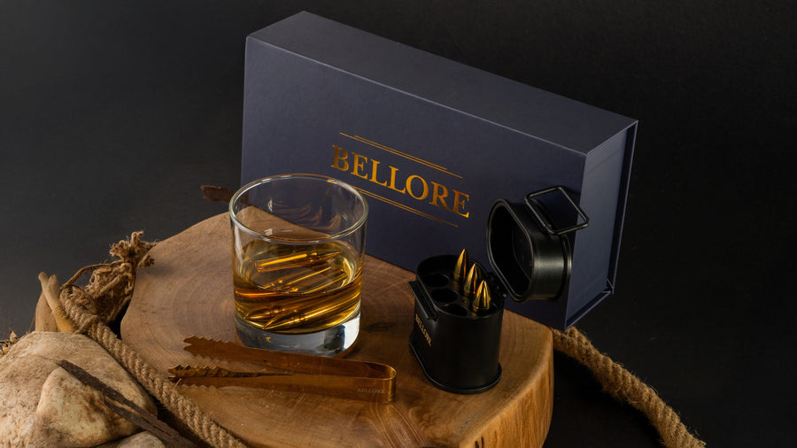 Whisky Steine in Patronenform, 6er-Set Edelstahl mit Zange & Geschenkbox – Ansicht 2