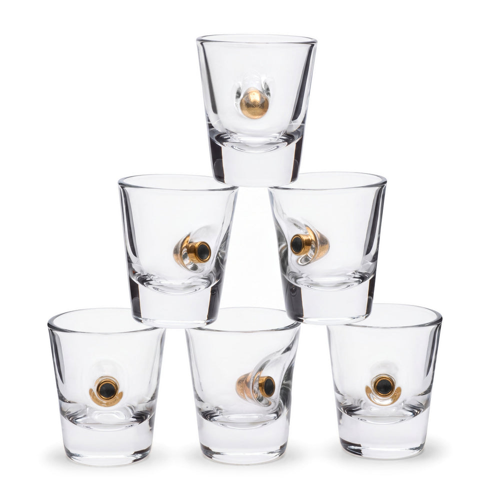 Shotgläser 6er-Set mit 9-mm-Patrone, 45 ml – Bellore