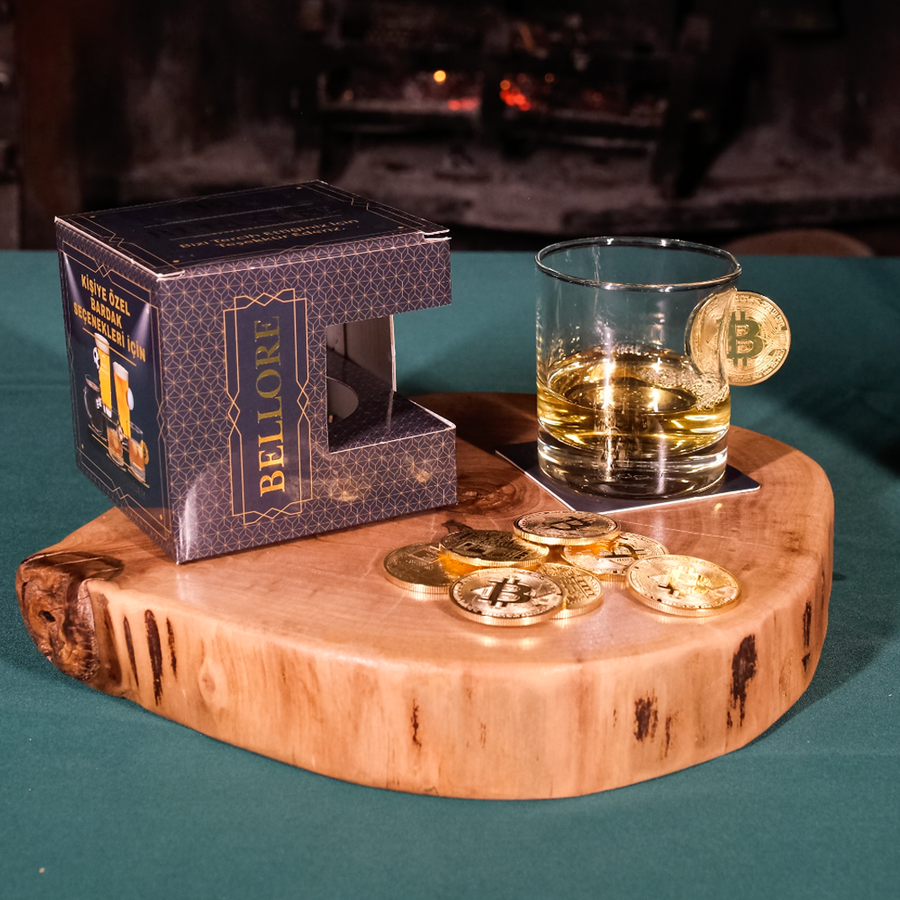 Bitcoin-Whiskyglas mit Bitcoin-Münze, 300 ml – Ansicht 2