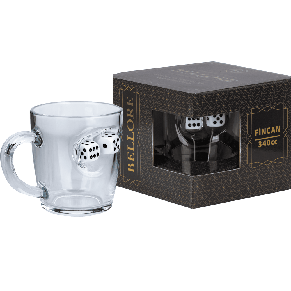 Backgammon-Glastasse mit Spielwürfel, 340 ml – Ansicht 5