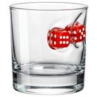Würfel-Whiskyglas mit rotem Spielwürfel, 300 ml – Bellore