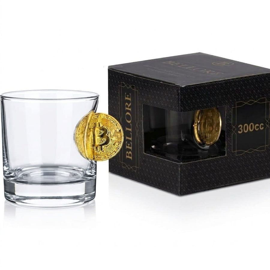 Bitcoin-Whiskyglas mit Bitcoin-Münze, 300 ml – Ansicht 3