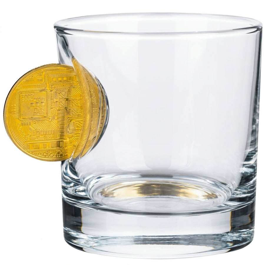 Bitcoin-Whiskyglas mit Bitcoin-Münze, 300 ml – Ansicht 4
