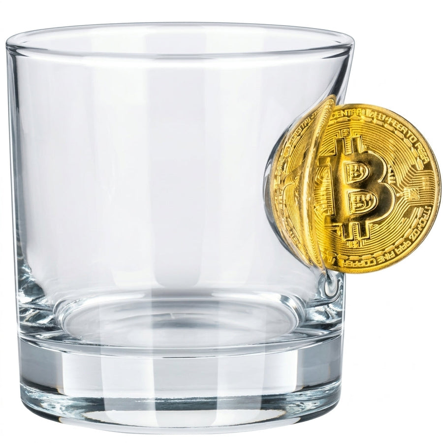 Bitcoin-Whiskyglas mit Bitcoin-Münze, 300 ml – Bellore