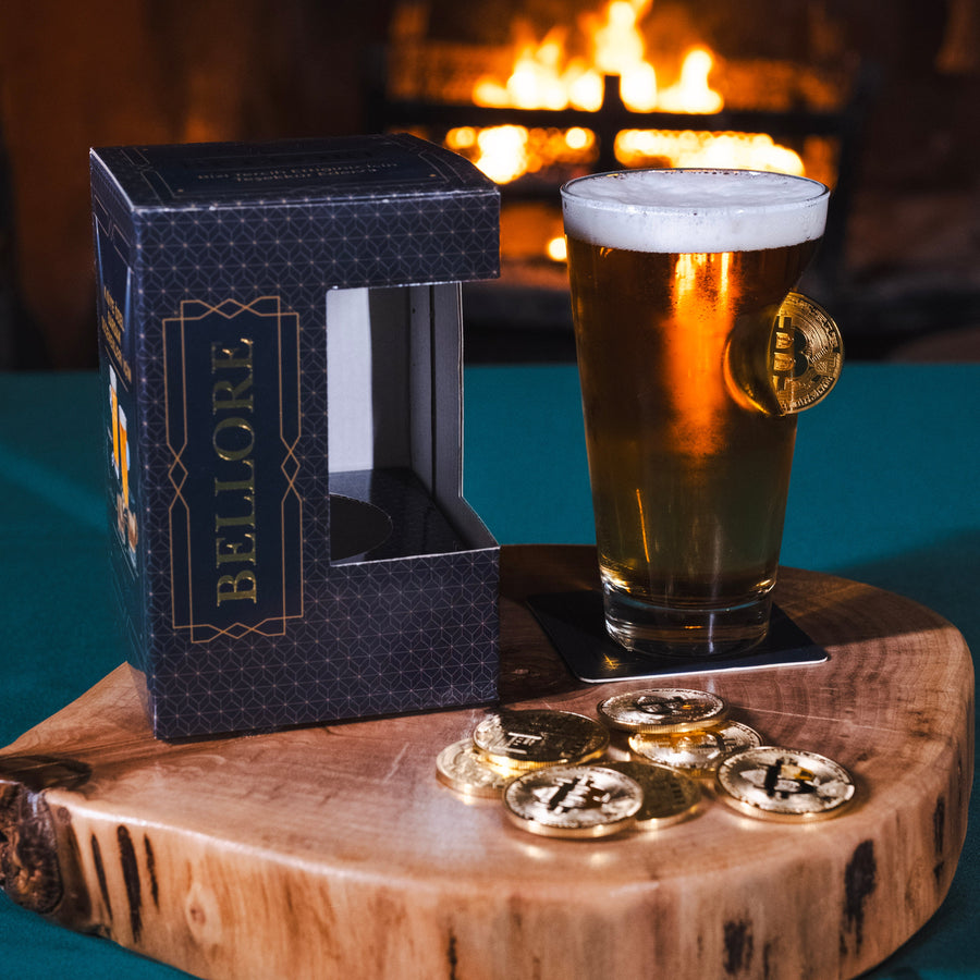 Bitcoin-Bierglas mit Bitcoin-Münze, 465 ml – Ansicht 2