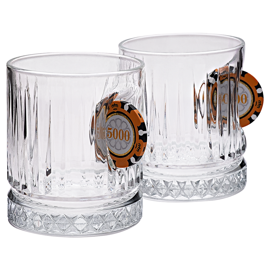 Poker-Whiskygläser 2er-Set mit Pokerchip, 355 ml – Bellore