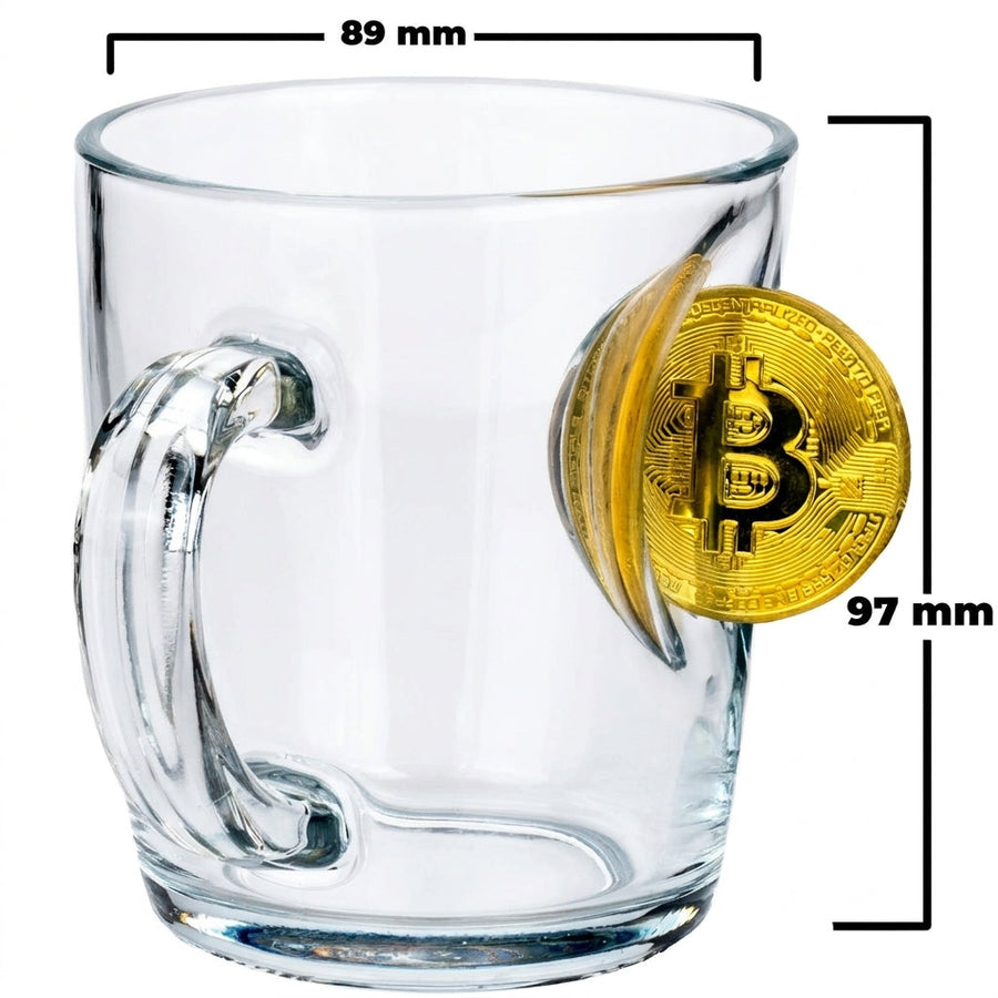 Bitcoin-Glastasse mit Bitcoin-Münze, 340 ml – Ansicht 5