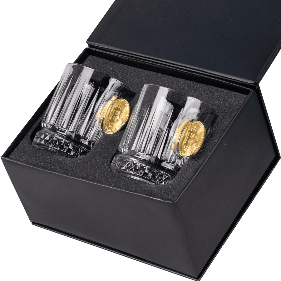 Bitcoin-Whiskygläser 2er-Set mit Bitcoin-Münze, 355 ml – Ansicht 2