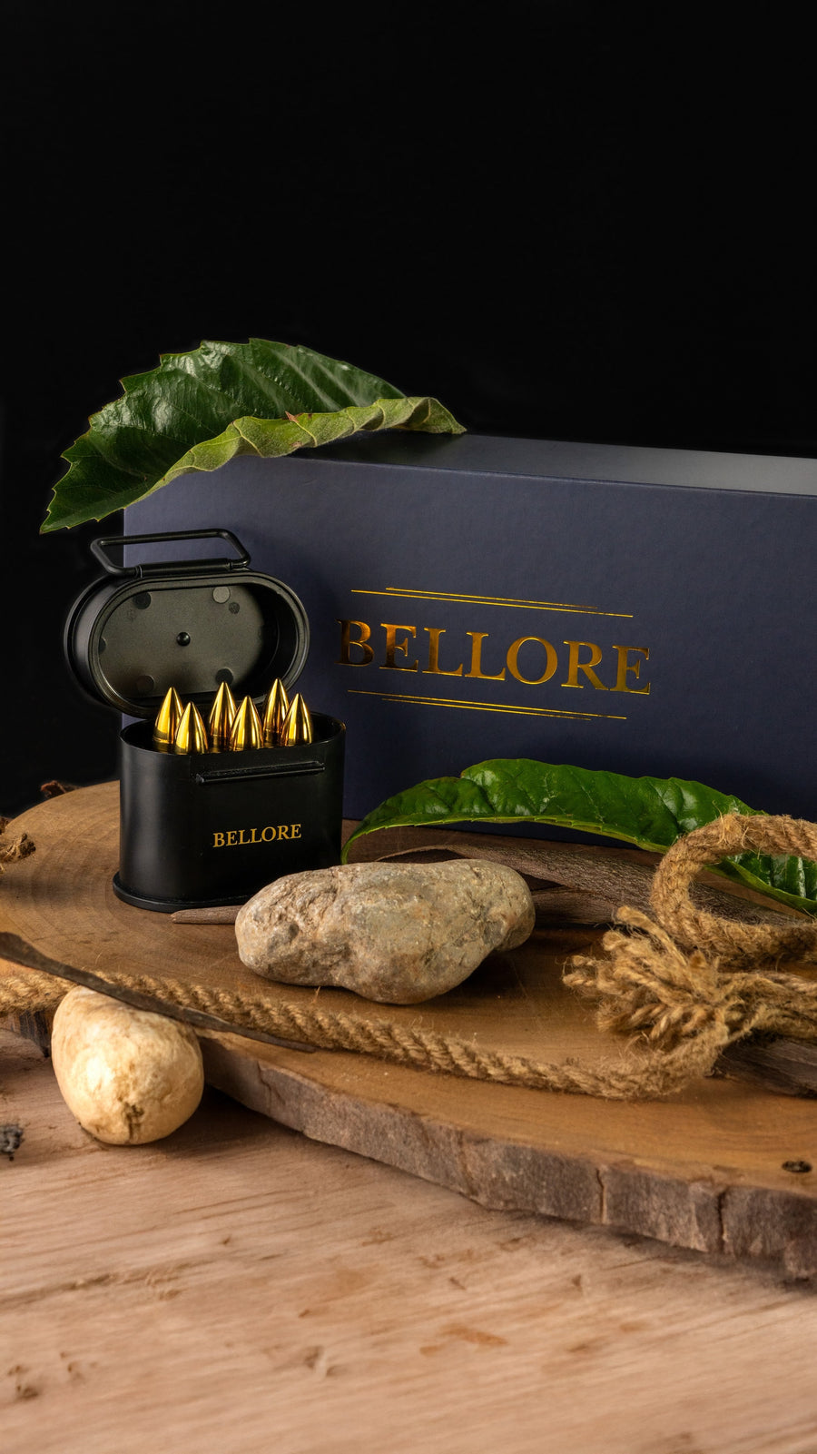 Whisky Steine in Patronenform, 6er-Set Edelstahl mit Zange & Geschenkbox – Ansicht 3