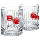 Würfel-Whiskygläser 2er-Set mit rotem Spielwürfel, 355 ml – Bellore